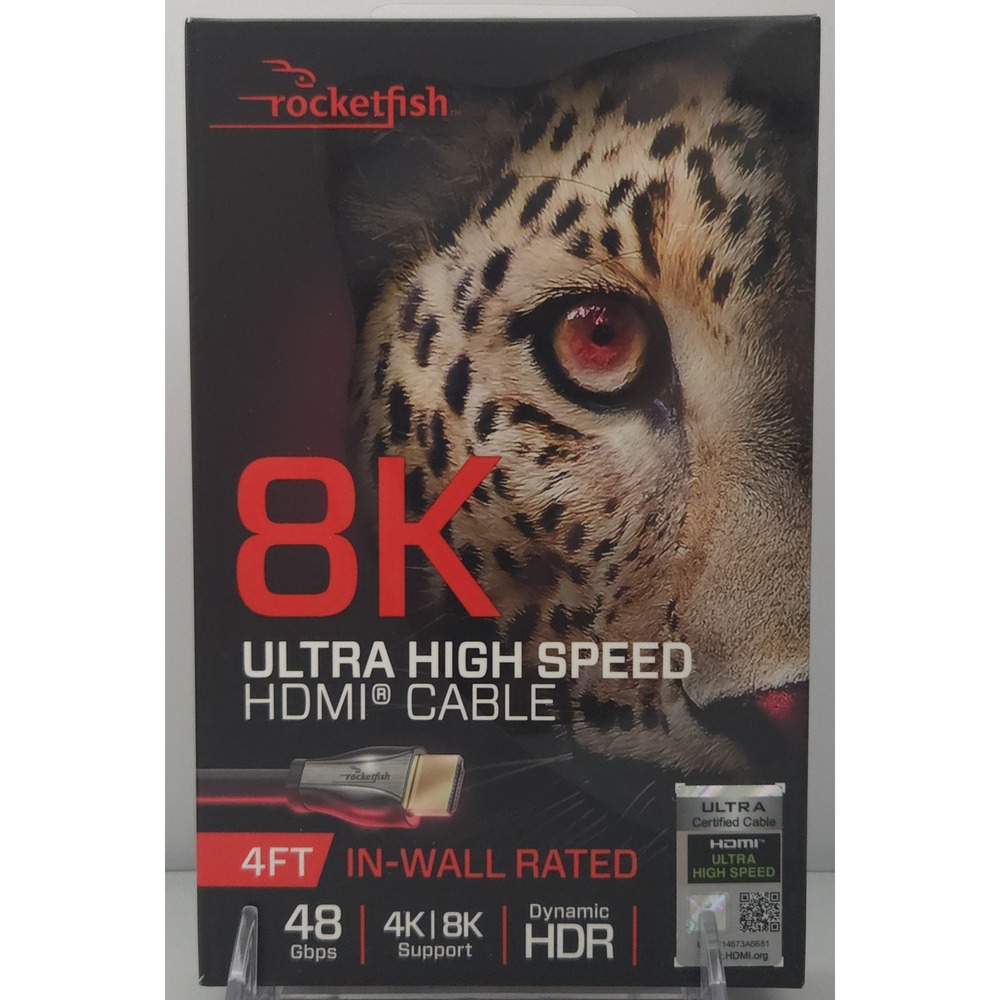 Rocketfish - 4ft 8K Ultra High Speed HDMI 2.1 Certified Cable - RF-HG04N19 - NEW